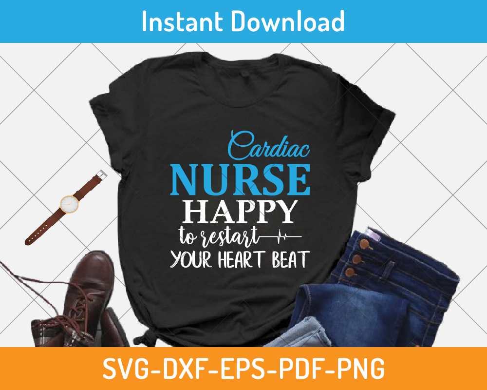 Cardiac nurse happy to restart your heart beat svg