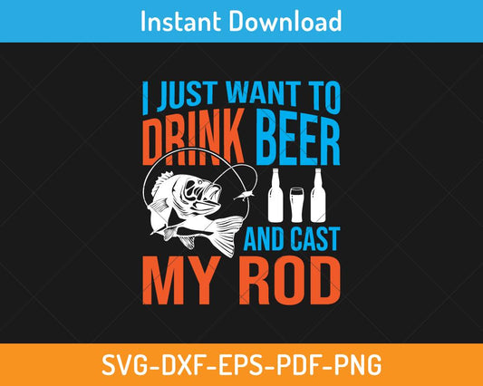 I want to drink beer and cast my rod svg