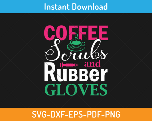 Coffee scrubs and rubber gloves svg