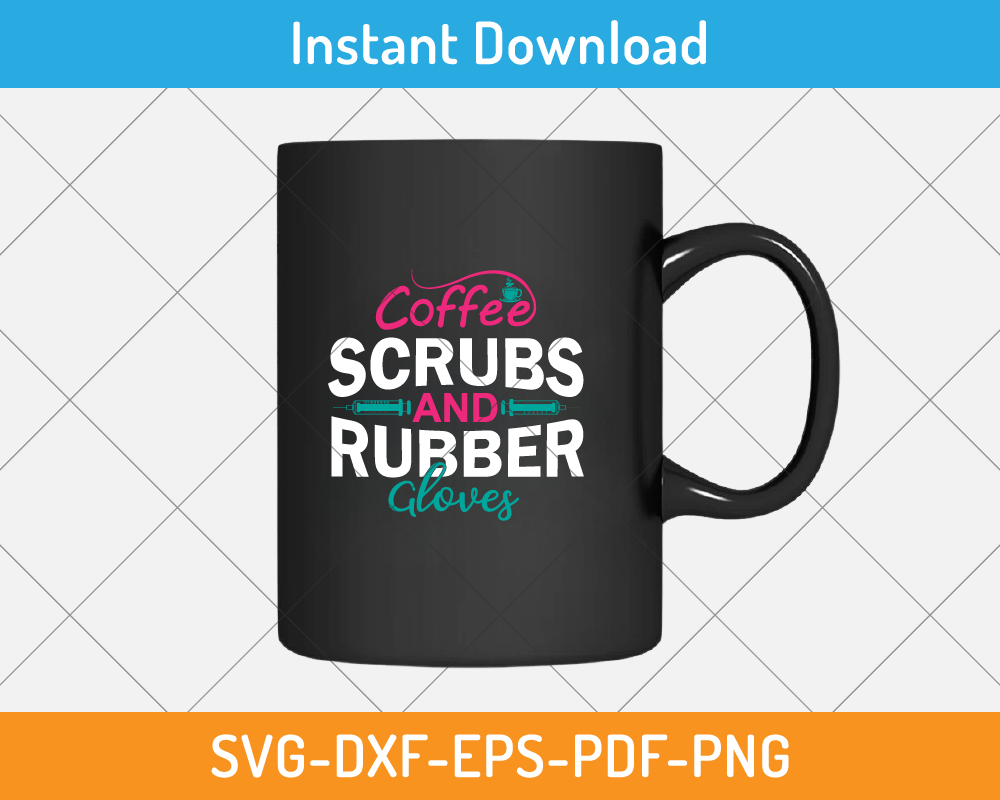 Coffee scrubs and rubber gloves svg