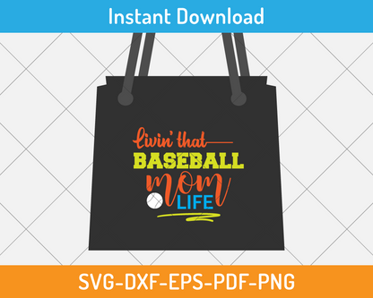 Fun Baseball Mom Life with text SVG