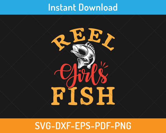 Reel girls fish svg print ready cutting file