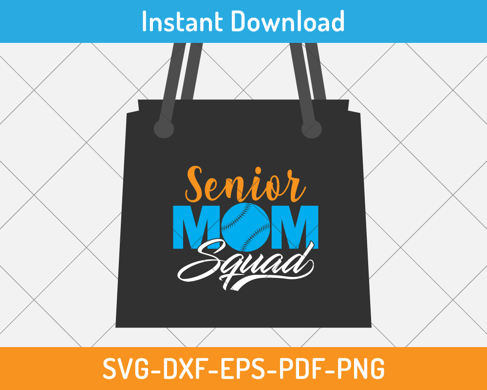 Fun Senior Baseball Mom Squad text SVG